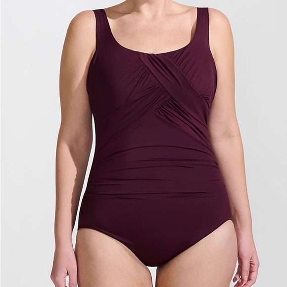 Lands End Dark Purple Figure Flattering One Piece Swimsuit Size 16 - Picture 1 of 10